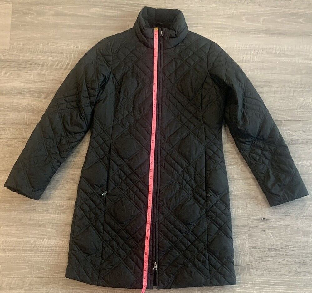Eddie Bauer Women's Sz XS Long Black Goose Down Puffer Stadium Winter Coat EUC